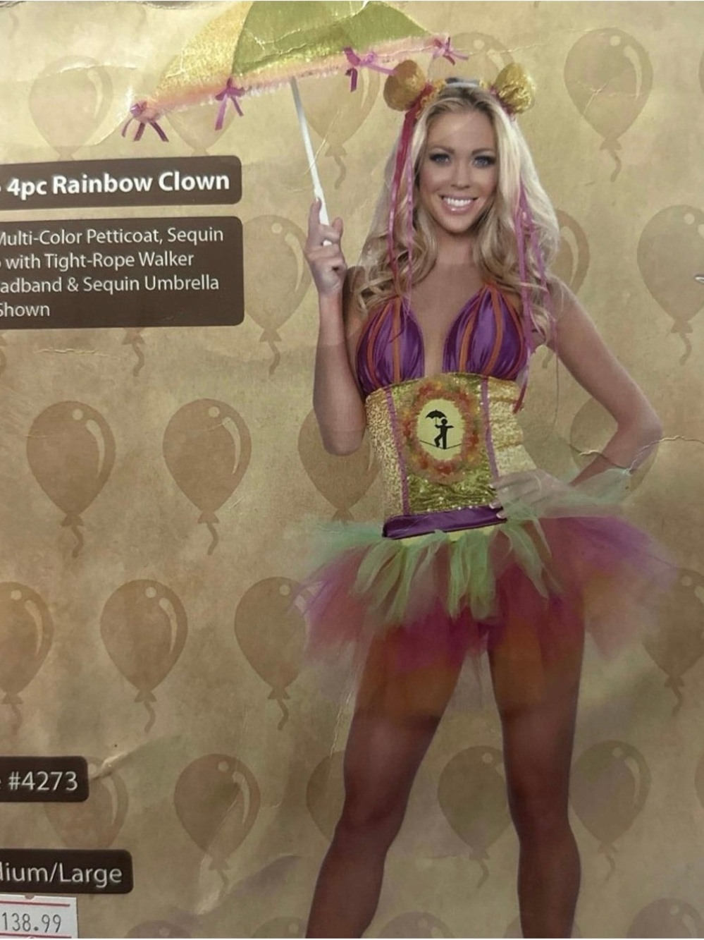Roma Multi-Color Sequin Rainbow Clown Costume
